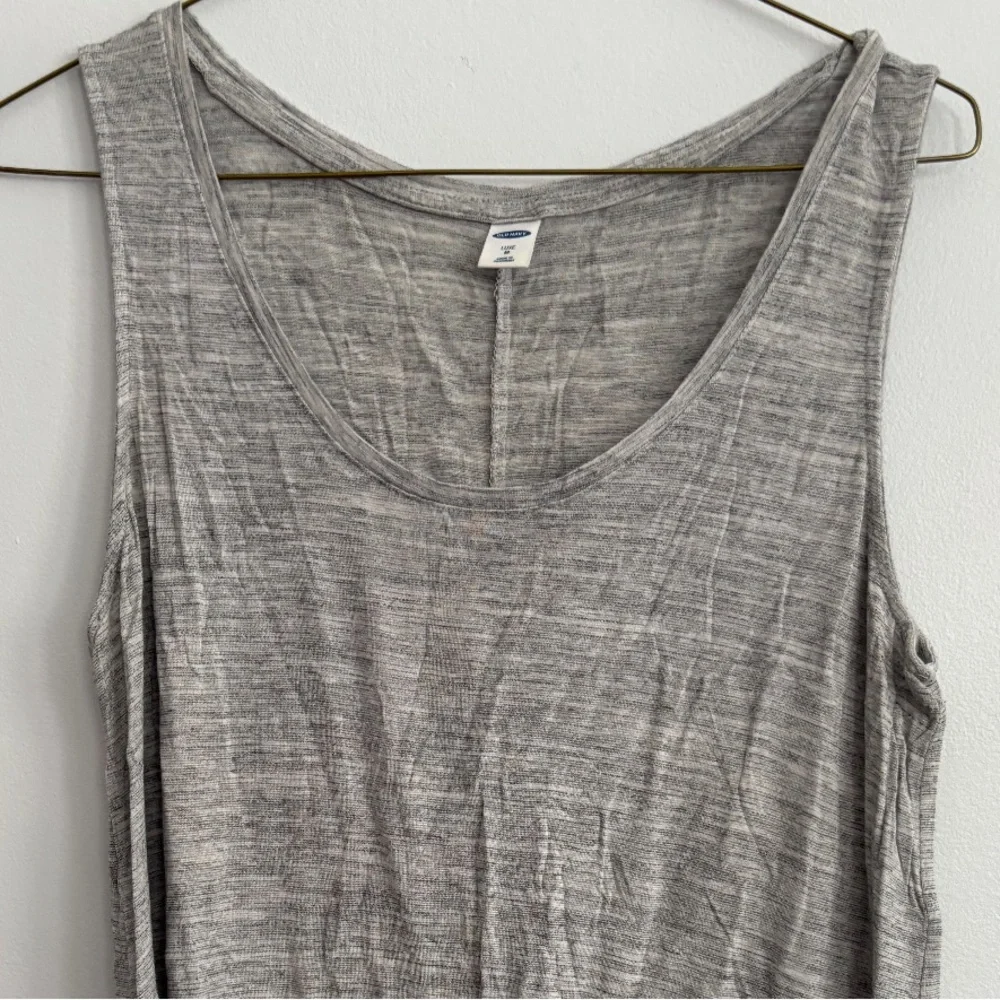 Relaxed Curved Hem Space Dye Marled Gray Scoop Neck Sleeveless Tank Top Medium - Picture 4 of 6